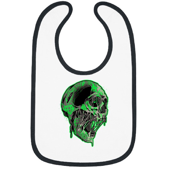 Skeletons Skulls Toxic Skull Tattooed Melting Skull Head Grunge Gothic 614 Skull Bibs