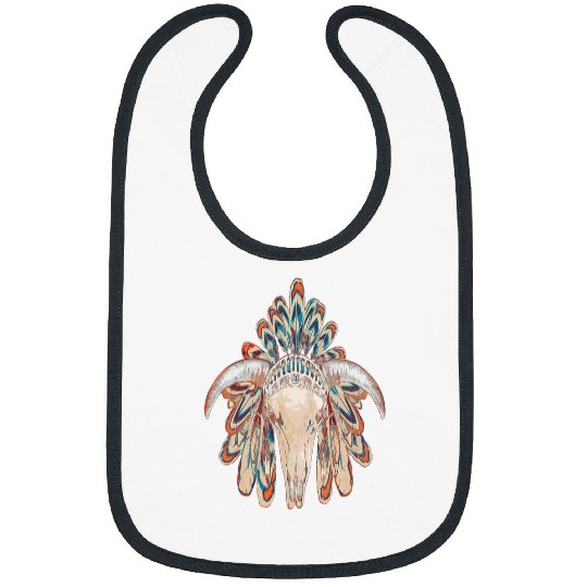 Skeletons Skulls vintages retro Buffalo Skull in Indian head dress Skull Bibs