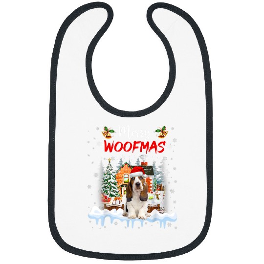 Dog Basset Hound Merry Woofmas Basset Hound Christmas Tree Dog Lover xmass 87 Bibs