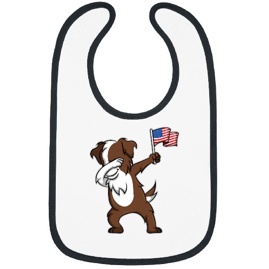 Dabbings Australian Shepherd Dog USA America American Flag Bibs