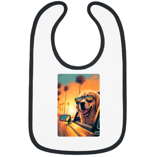 Goldie Glasses Car Funny Golden Retriever 3 Golden Retriever Dog Bibs