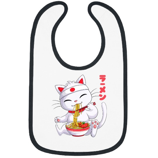 Kawaii Maneki Neko Ramen Noodles Japanese Anime Noodle Soup Bibs