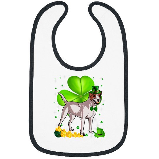 Dog Jack Russell St Patricks Day Jack Russell Terrier Shamrock Pet Dog Lover 2 Bibs