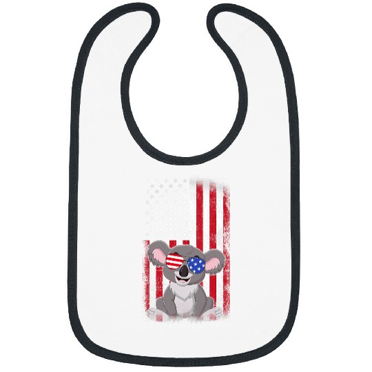 Funny Bear Koala American Flag Boys Girls Men Women Fourth Of July Cute Bears Bibs