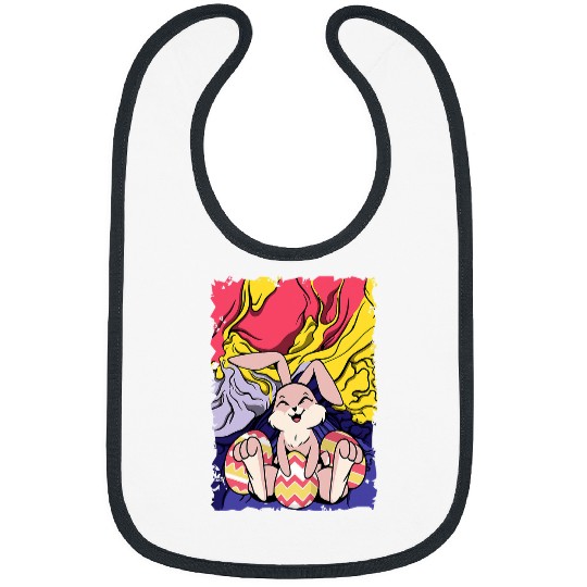 Rabbits Happy Easter Bunny Rabbit Spring Egg Hunt Boys Girls Kids 1 Bibs