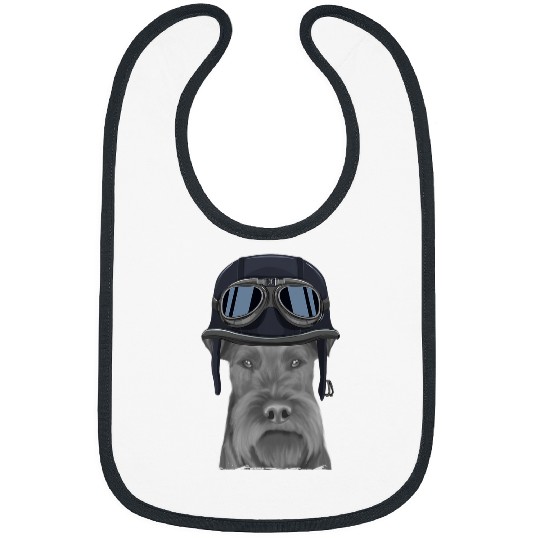 Motocross Biker Irish Terrier Wearing vintages Motorcycle Helmet Bibs