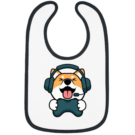 Dog Shiba Inu Gamer Dog Shiba Inu Player Gaming Funny Kawaii Nerd Bibs