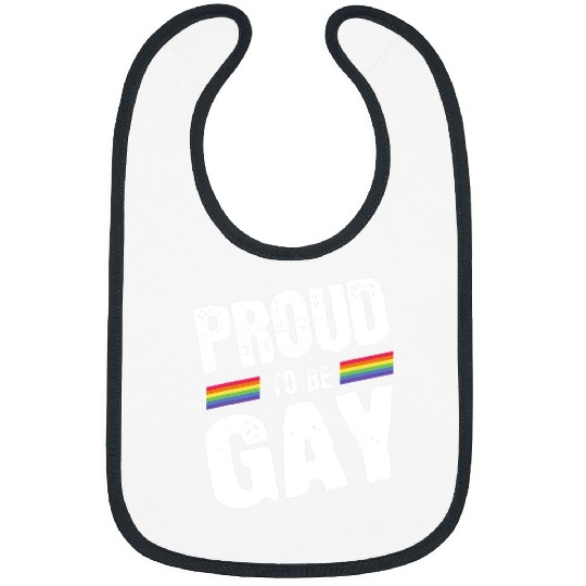 LGBT Pride rainbow and quote Proud to be gay Bibs