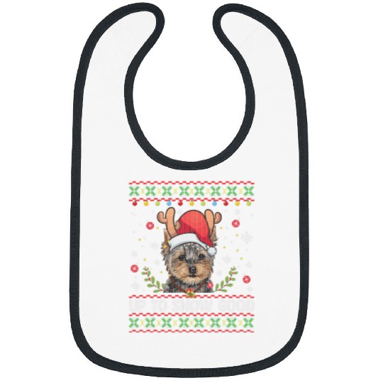 Yorkie Dog Reindeer Ugly Christmas Sweater Bibs