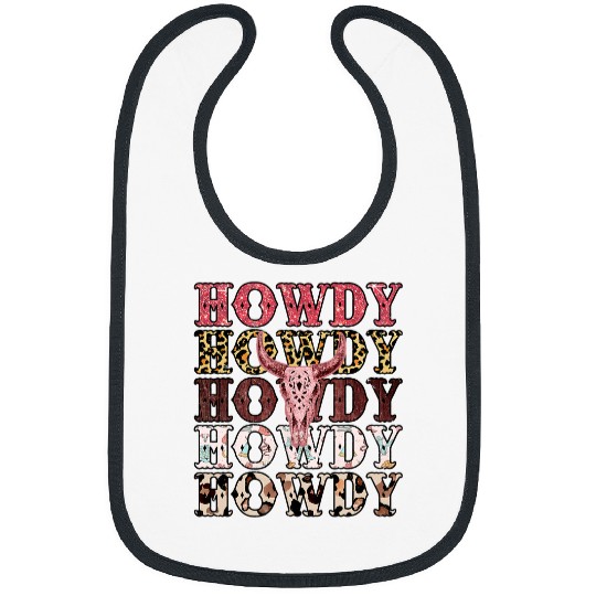 Skeletons Skulls Retro Leopard Boho Bull Skull Howdy Western Country Rodeo Skull Bibs