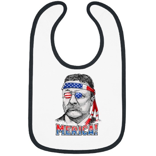Theodore Roosevelt Merica 4th July Gift Men USA US President Bibs