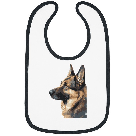 GSD Portrait Watercolour Dog Lover 3 9 German Shepherd Dog Dog Bibs