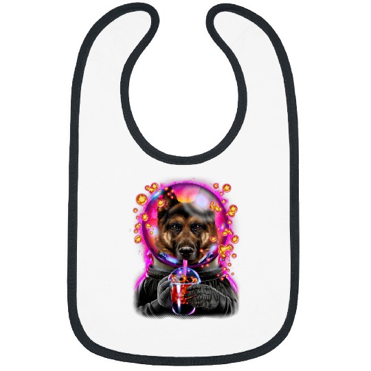 GSD Astronaut in Space Galaxy Drinking Tea German Shepherd Dog Dog Bibs