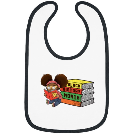 Black History Month Girl Reading Book African Pride Melanin Bibs