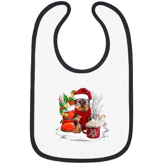 Yorkshire Terrier Christmas Santa Hat Eggnog Boots Xmas142 Yorkie Bibs