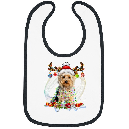 Yorkshire Terrier Funny Santa Yorkshire Reindeer Light Christmas56 Yorkie Bibs