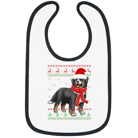 Ugly Sweater Christmas Lights Cute Bernard Dog Puppy Lover Bibs