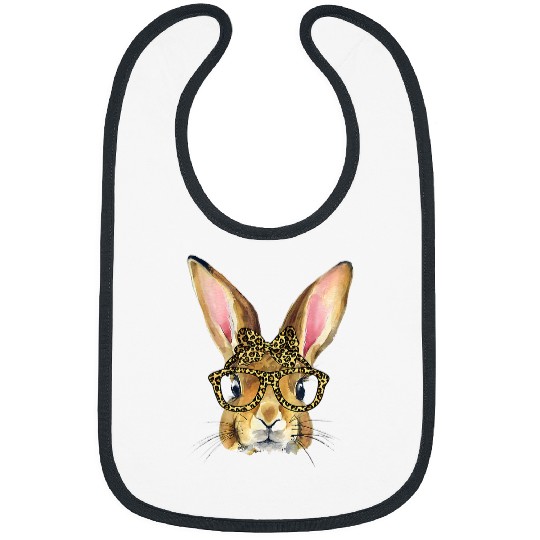 Rabbits Easter Day Leopard Bunny Glasses Eggs Cute Rabbit 61 Bibs
