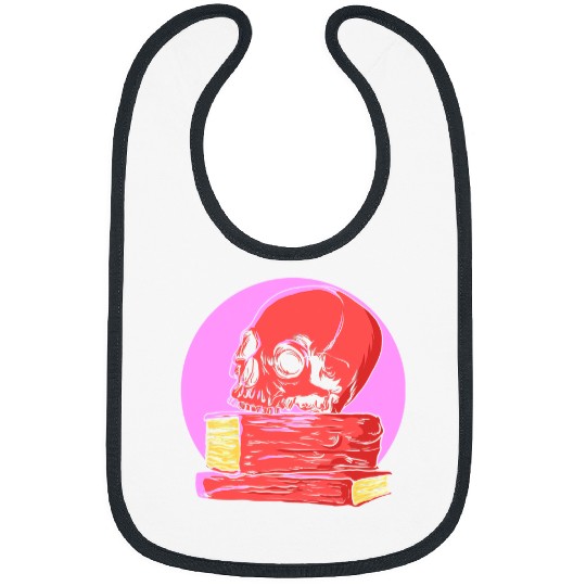 Skeletons Skulls Red Goth Poetry Skull on Books Gothic Occult Emo Satanic 308 Skull Bibs