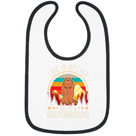Life is better with a Groundhog Woodchuck Marmot 2 Bibs