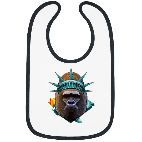 Statue Of Liberty Gorilla 4th Of July Animal USA America Bibs