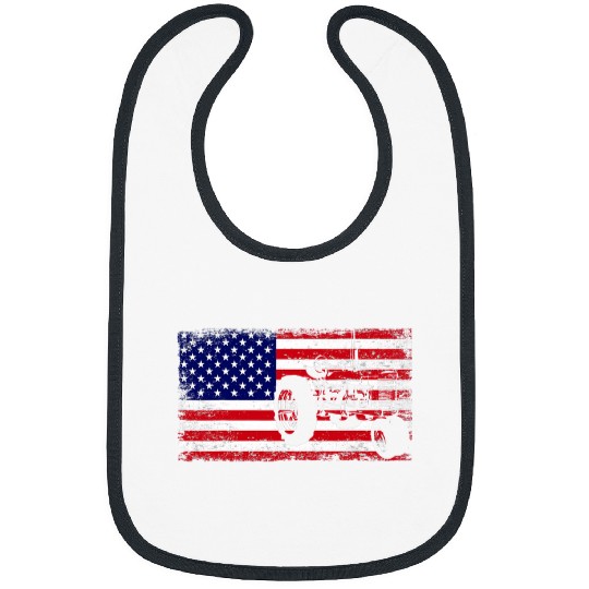 Tractor driving Farmer USA Farming Tractor Gift Farmer American Flag 1 Bibs
