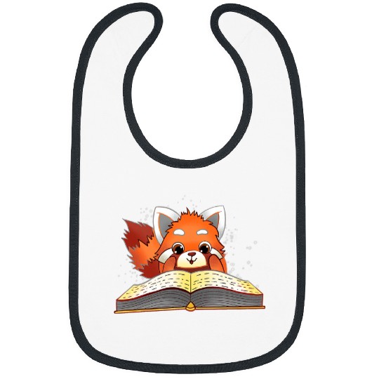 Reading Book Cute Red Panda Reading a Book Lover Bookworm Love Reader Bibs