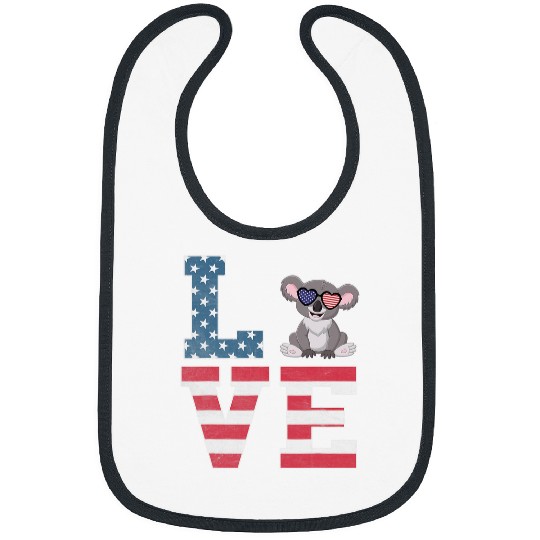 Funny Bear 4th of July Decor Patriotic LOVE Koala American Flag Cute Bears Bibs