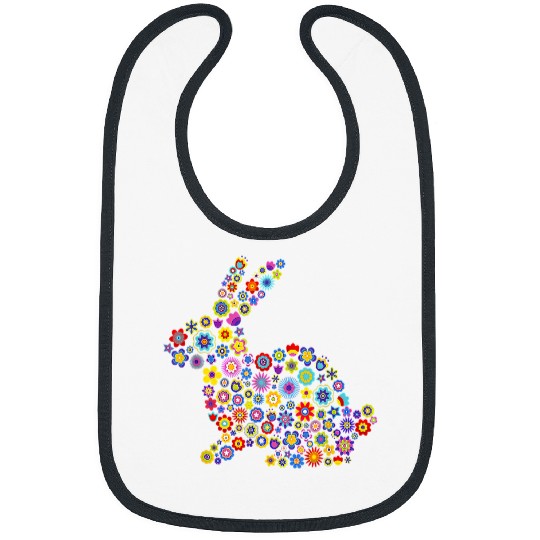 Rabbits Floral Easter Bunny Girls Women Spring Flowers Rabbit 1 Bibs