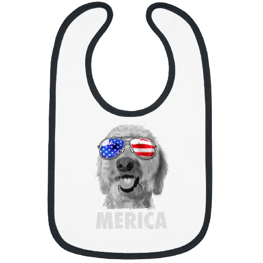 Goldendoodle 4th of July Merica Men American Flag 2 Doodle Dog Bibs