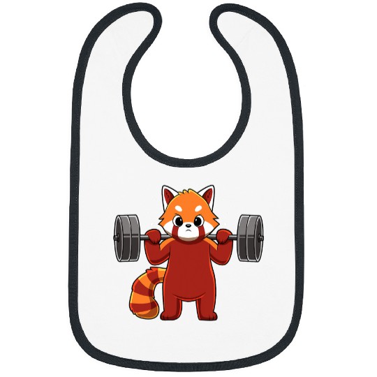 Funny Bear Kawaii Red Panda Weightlifting Funny Fitness Gym Cute Bears Bibs