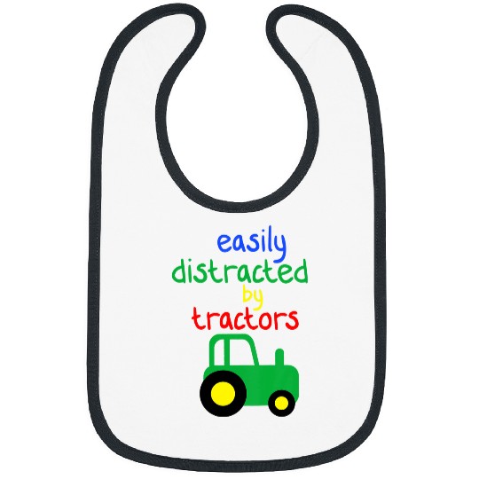 Tractor driving Kids Youth Easily Distracted By Tractors Boys Green Tractor White Bibs