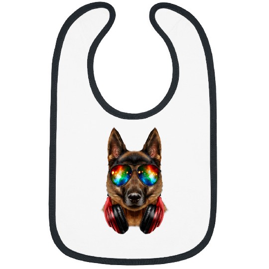 GSD DJ Galaxy Sunglass Headphone German Shepherd Dog Dog Bibs