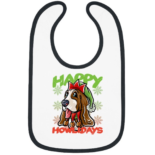 Dog Basset Hound Happy Howlidays Basset Hound Elf Dog Merry Christmas Dogs 45 Bibs