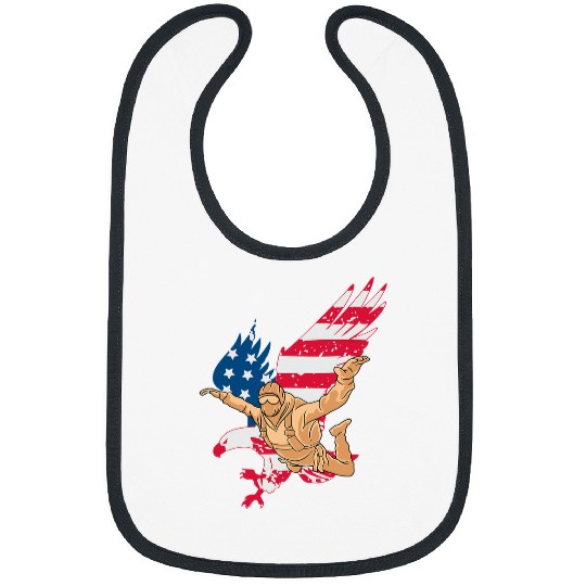 Patriotic Skydiver US American Flag Freedom Skydiving Eagle Bibs