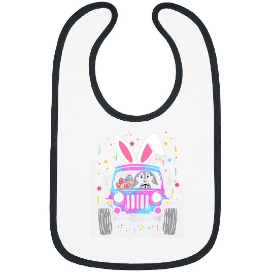 Rabbits Easter Rabbit Riding Monster Truck Funny Boys Girls Toddler Bibs