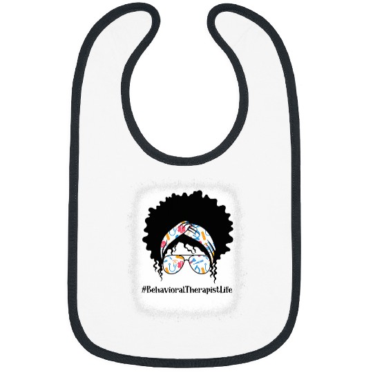 Behavioral Therapist Black Afro Messy Bun African American Bibs