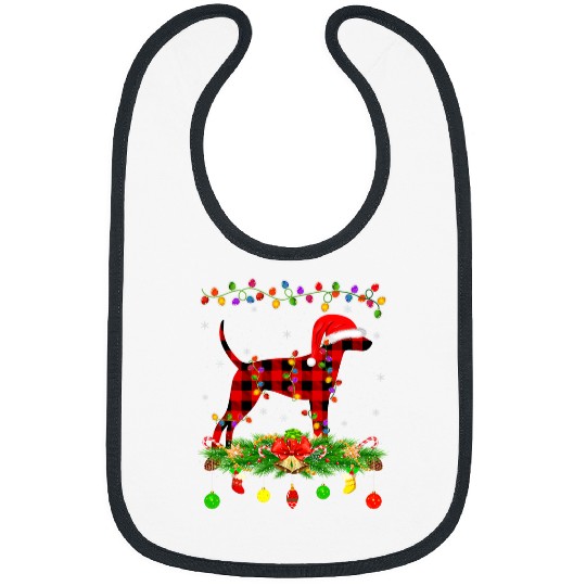 Funny Matching buffalo plaids Foxhound Dog Christmas Pajama Bibs