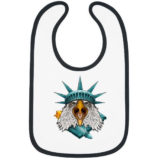Statue Of Liberty Eagle 4th Of July Animal USA America Bibs
