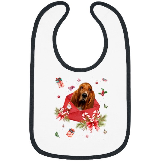Dog Basset Hound In Christmas Card Ornament Pajama Xmas420 Bibs