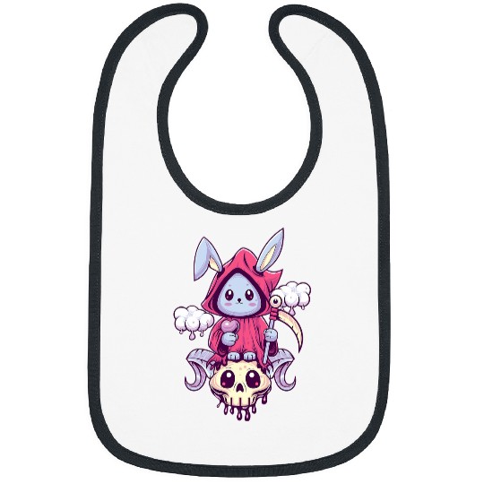 Skeletons Skulls Kawaii Pastel Goth Cute Creepy Rabbit Skull Menhera Occult 23 Skull Bibs