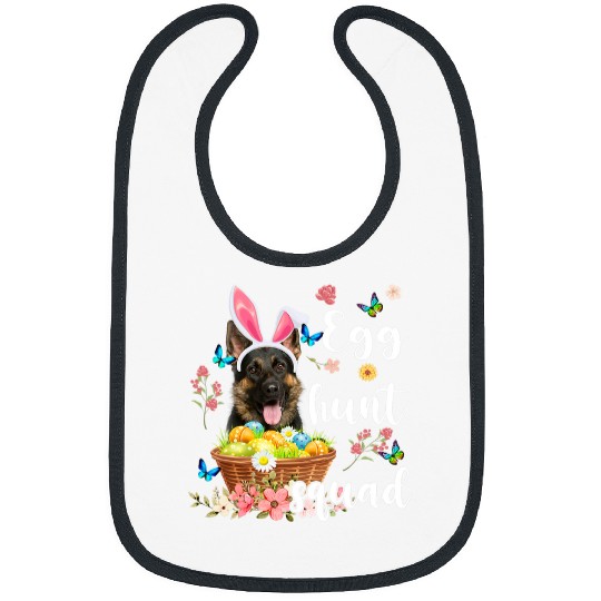 GSD Happy Easter Day Colorful Egg Hunt Squad German Shepherd Dog Dog Bibs