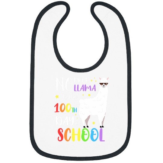 No Probllama 100th Day of School Cute Llama Tee for Teacher Bibs