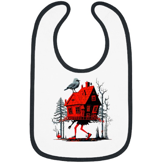 Walking House on Chicken Legs Slavic folklore Baba Yaga Art 32 Bibs