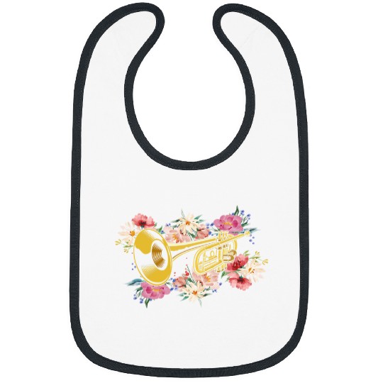 Trumpet Lover Player Flower Floral Bibs