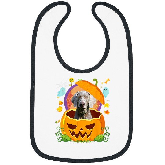 Weimaraner Witch Pumpkin Halloween Dog Lover Funny 2 Bibs