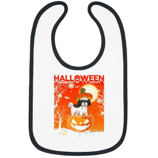 Pumpkin Costume Girls Women Shih Tzu Dog Halloween Party Bibs