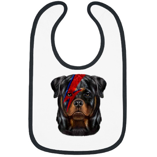 Dog Rottweiler with Red Lightning Bolt Painted on Face Bibs