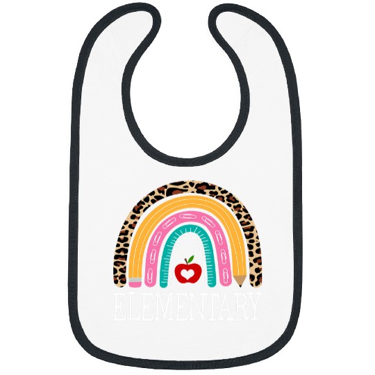 Elementary Teacher Leopard Rainbow Student Back To School Bibs