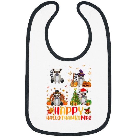 Lemur Lover Halloween Thanksgiving Christmas Lemur Hallothanksmas Bibs